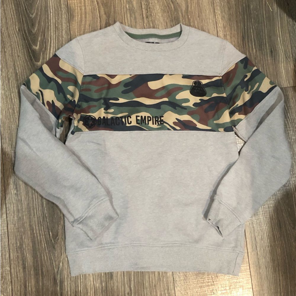 Boys Sweater Size XL Star Wars Gray Camouflage Crewneck Sweater